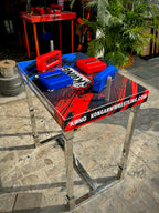 Kong Arm Wrestling table 2 | Steel Frame with MS inside | MS table Side hand grip poles | Premium Quality Rexine | waterproof Wooden Top